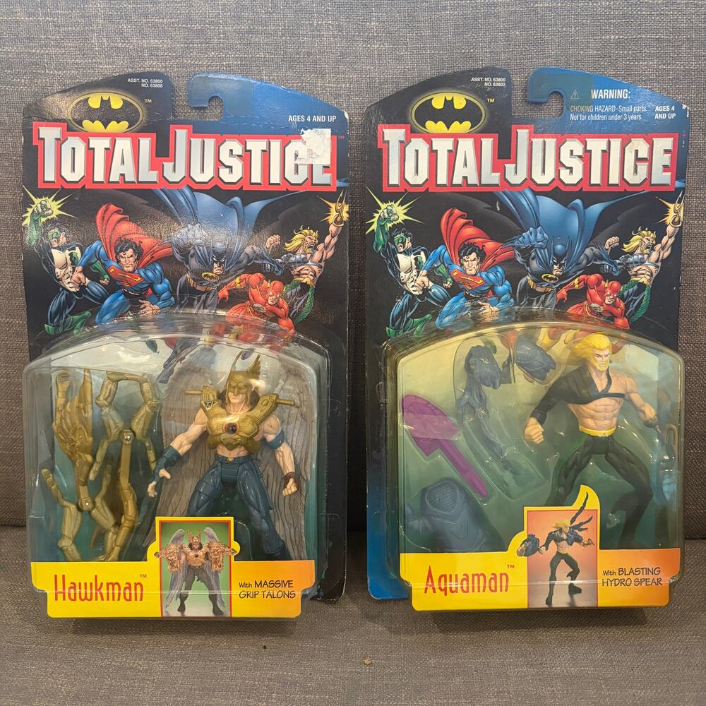 LOT 2 Kenner Total Justice Action Figures Hawkman and Aquaman NEW